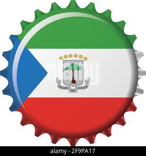 National flag of Equatorial Guinea on a bottle cap. Vector Illustration Stock Vector