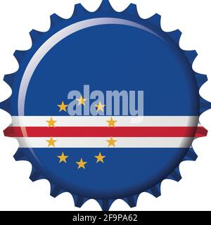 National flag of Cape Verde on a bottle cap. Vector Illustration Stock Vector