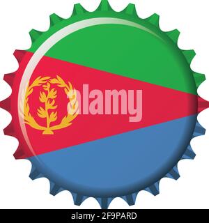 National flag of Eritrea on a bottle cap. Vector Illustration Stock Vector