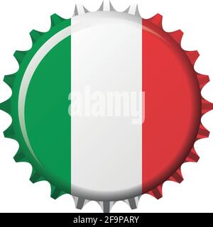 National flag of Italy on a bottle cap. Vector Illustration Stock Vector