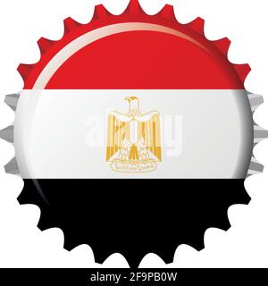 National flag of Egypt on a bottle cap. Vector Illustration Stock Vector