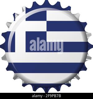 National flag of Greece on a bottle cap. Vector Illustration Stock Vector