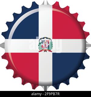 National flag of Dominican Republic on a bottle cap. Vector Illustration Stock Vector