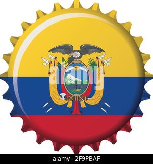 National flag of Ecuador on a bottle cap. Vector Illustration Stock Vector