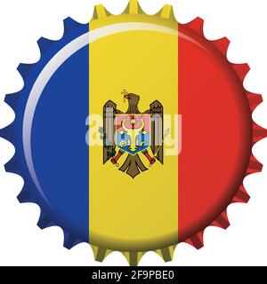 National flag of Moldova on a bottle cap. Vector Illustration Stock Vector