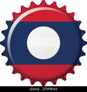 National flag of Laos on a bottle cap. Vector Illustration Stock Vector
