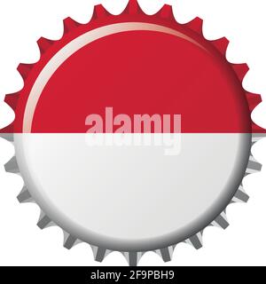 National flag of Indonesia on a bottle cap. Vector Illustration Stock Vector