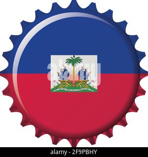National flag of Haiti on a bottle cap. Vector Illustration Stock Vector