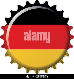 National flag of Germany on a bottle cap. Vector Illustration Stock Vector