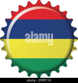 National flag of Mauritius on a bottle cap. Vector Illustration Stock Vector