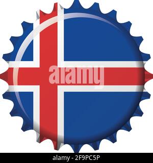 National flag of Iceland on a bottle cap. Vector Illustration Stock Vector