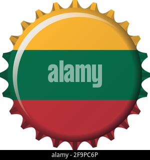 National flag of Lithuania on a bottle cap. Vector Illustration Stock Vector