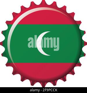 National flag of Maldives on a bottle cap. Vector Illustration Stock Vector