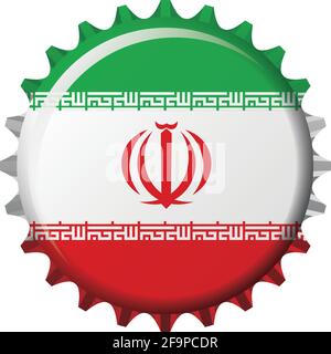 National flag of Iran on a bottle cap. Vector Illustration Stock Vector