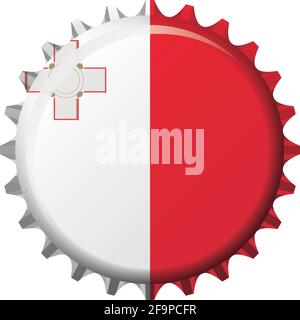 National flag of Malta on a bottle cap. Vector Illustration Stock Vector