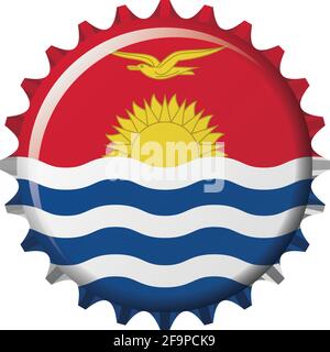 National flag of Kiribati on a bottle cap. Vector Illustration Stock Vector