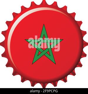 National flag of Morocco on a bottle cap. Vector Illustration Stock Vector