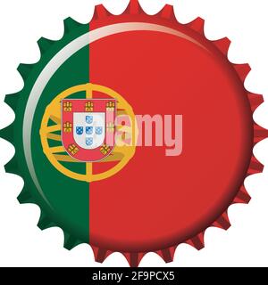 National flag of Portugal on a bottle cap. Vector Illustration Stock Vector