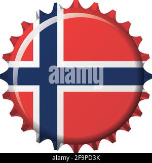 National flag of Norway on a bottle cap. Vector Illustration Stock Vector