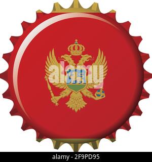 National flag of Montenegro on a bottle cap. Vector Illustration Stock Vector