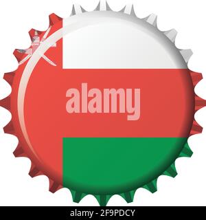 National flag of Oman on a bottle cap. Vector Illustration Stock Vector