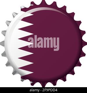 National flag of Qatar on a bottle cap. Vector Illustration Stock Vector