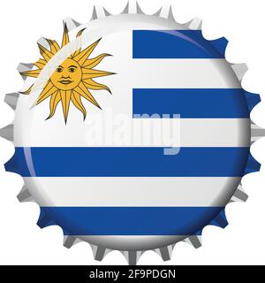 National flag of Uruguay on a bottle cap. Vector Illustration Stock Vector