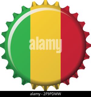 National flag of Mali on a bottle cap. Vector Illustration Stock Vector