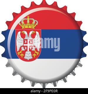 National flag of Serbia on a bottle cap. Vector Illustration Stock Vector