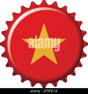 National flag of Vietnam on a bottle cap. Vector Illustration Stock Vector