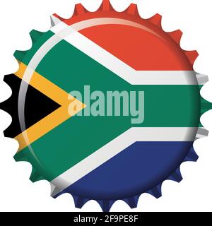 National flag of South Africa on a bottle cap. Vector Illustration Stock Vector