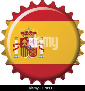 National flag of Spain on a bottle cap. Vector Illustration Stock Vector