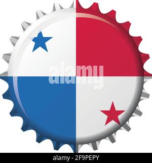 National flag of Panama on a bottle cap. Vector Illustration Stock Vector