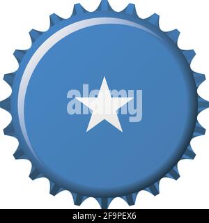 National flag of Somalia on a bottle cap. Vector Illustration Stock Vector