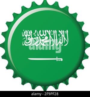 National flag of Saudi Arabia on a bottle cap. Vector Illustration Stock Vector