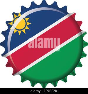 National flag of Namibia on a bottle cap. Vector Illustration Stock Vector