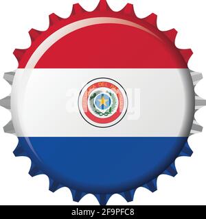 National flag of Paraguay on a bottle cap. Vector Illustration Stock Vector