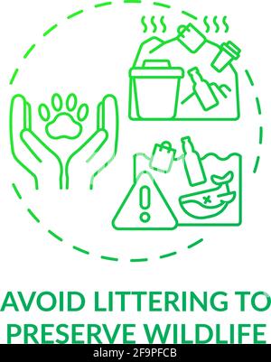 Avoid littering to preserve wildlife concept icon Stock Vector