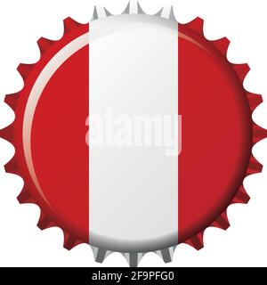 National flag of Peru on a bottle cap. Vector Illustration Stock Vector