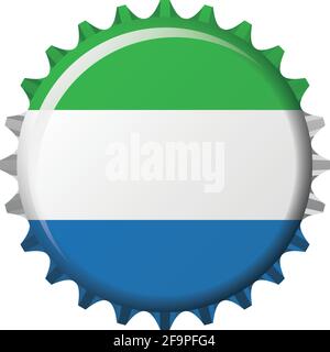National flag of Sierra Leone on a bottle cap. Vector Illustration Stock Vector