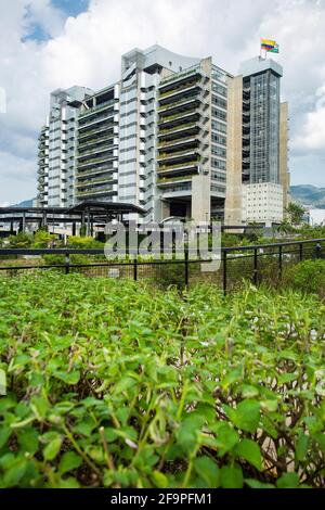 Medellín, Antioquia / Colombia - February 23, 2021. The Intelligent Building of the Public Companies of Medellín or simply Building EPM is the adminis Stock Photo