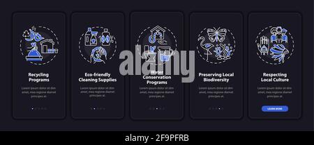 Green hotel features onboarding mobile app page screen with concepts Stock Vector