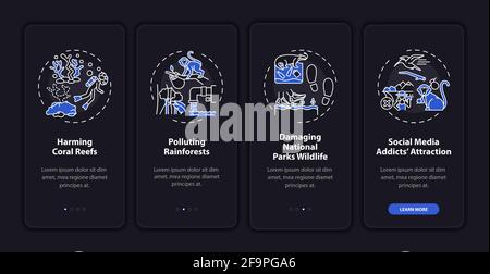 Green tourism challenges onboarding mobile app page screen with concepts Stock Vector