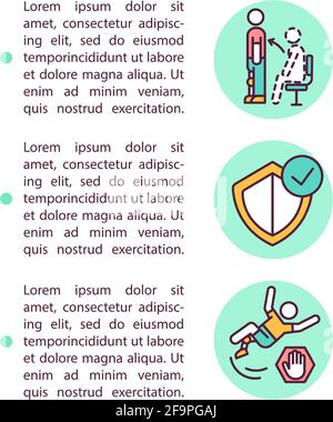 Handling emergencies safely concept line icons with text Stock Vector