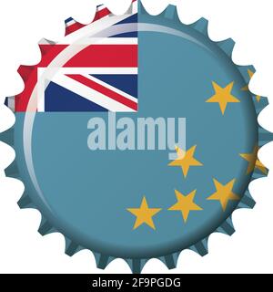 National flag of Tuvalu on a bottle cap. Vector Illustration Stock Vector