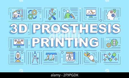 3D prosthesis printing word concepts banner Stock Vector