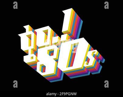Go 80s hand lettering isolated on black background. Vector print illustration. Vector illustration Stock Vector