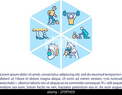 Prosthetics concept line icons with text Stock Vector