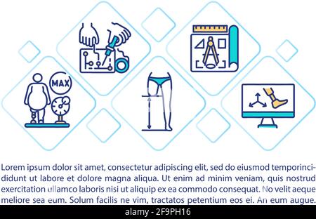 Prosthetics concept line icons with text Stock Vector