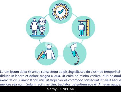 Suspension and size availability concept line icons with text Stock Vector